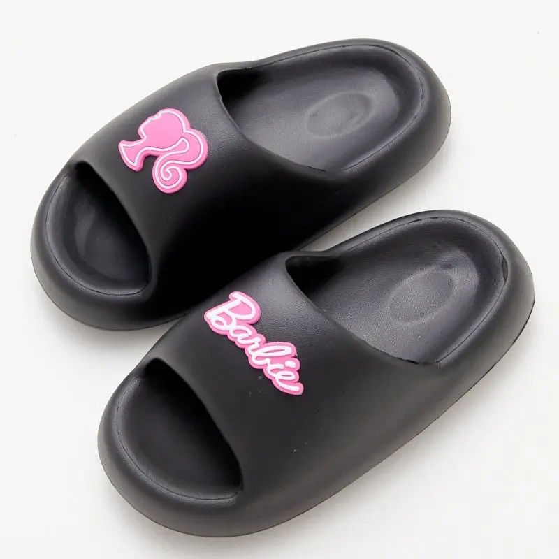 2024 New Kawaii Miniso Barbie Summer Slippers Cute Cartoon Anti-Slip Anti-Odor Women\'s Sandals Bathroom Outdoor Flip Flops