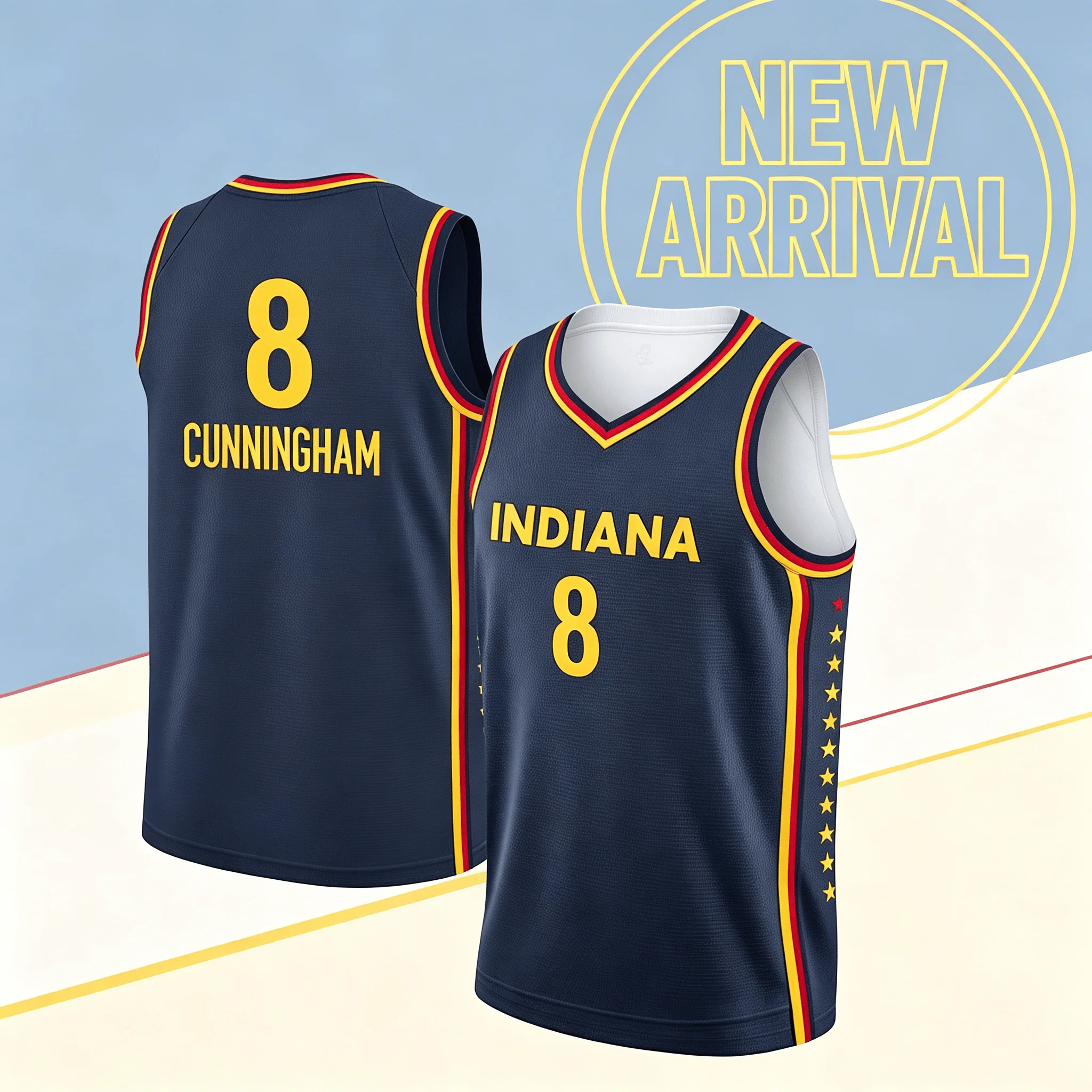 Indiana Sophie Cunningham Basketball-Trikot, atmungsaktives Sport-Tanktop, Y2K-Streetwear, Sportweste, passende Familienkleidung, Größe 26.