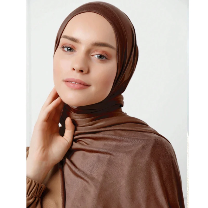 Sciarpa Hijab in jersey classico Sciarpe tinta unita in tinta unita Foulard avvolgente per la testa per donna