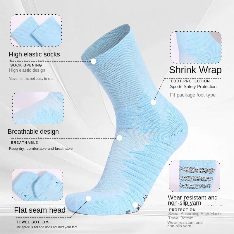 Sock Leisure Ankle Crew Fuzzy Solid-color Strong anti-slip wear-resistant Towel Bottom Mesh Breathable Basketball B2W142