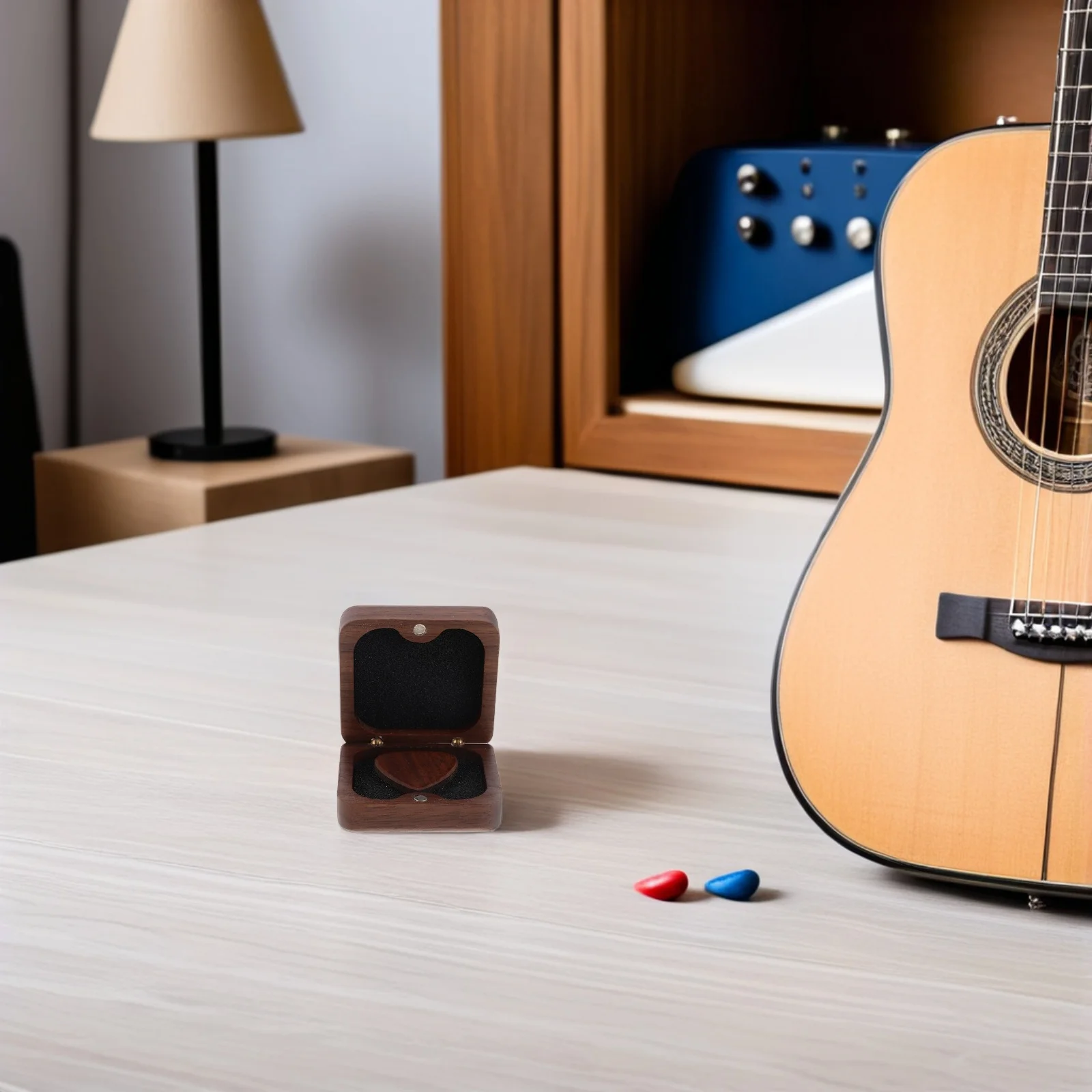 

1Set Walnut Guitar Picks Solid Wood Acoustic Bass Guitar Plectrums Portable Mini Thumb Finger Picks Ukulele Banjo Accessories