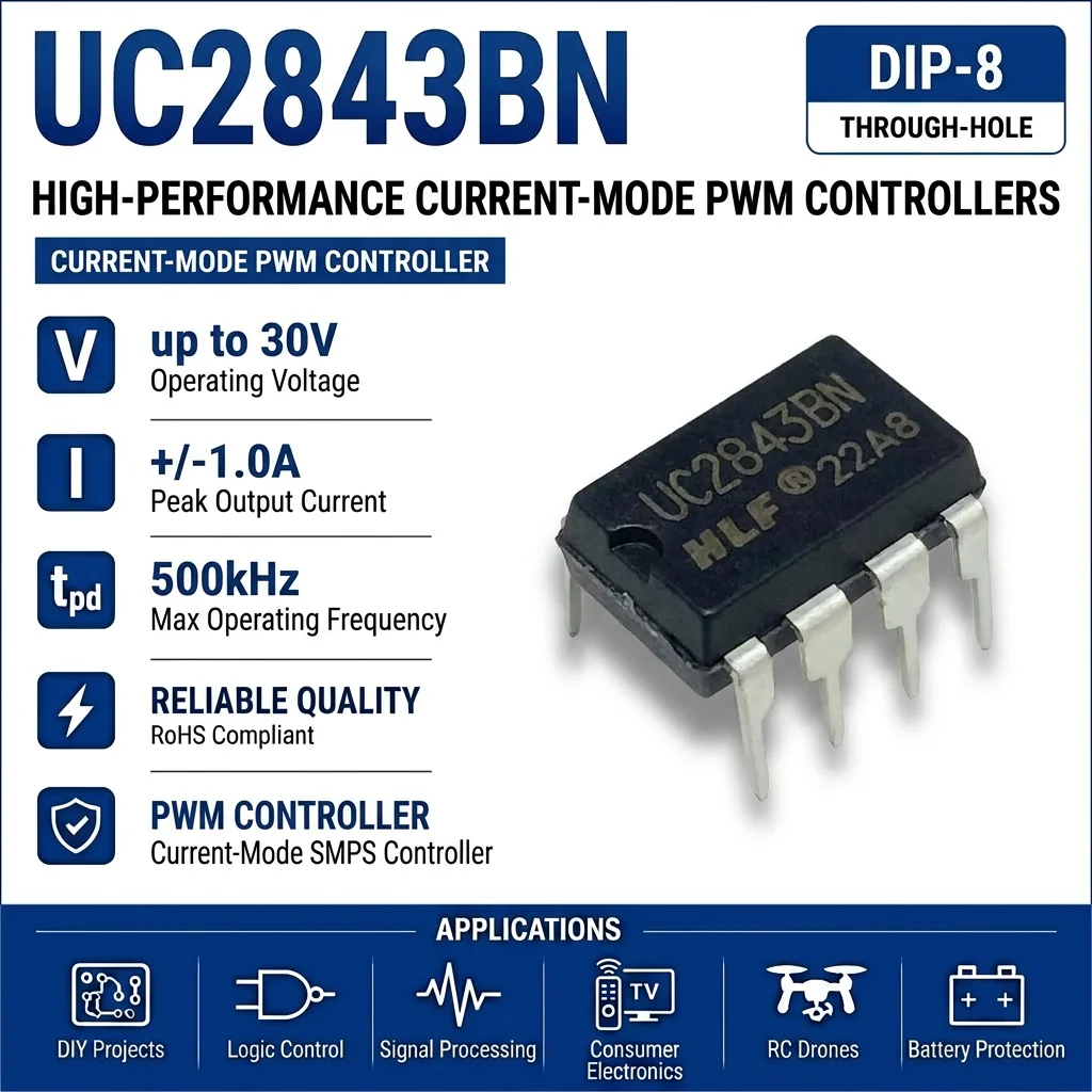 (25 pcs) UC2843BN DIP-8 / UC2843AD8TR SOP-8 UC2843 Current Mode PWM Controller