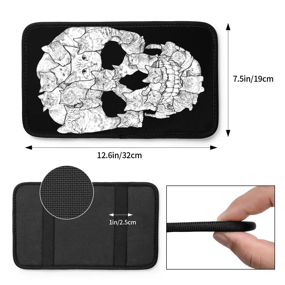 Four Seasons Car Arm Rest Cover Mat Cat Skull Horror Skull Waterproof Center Console Protective Cushion Pad Car Accessories