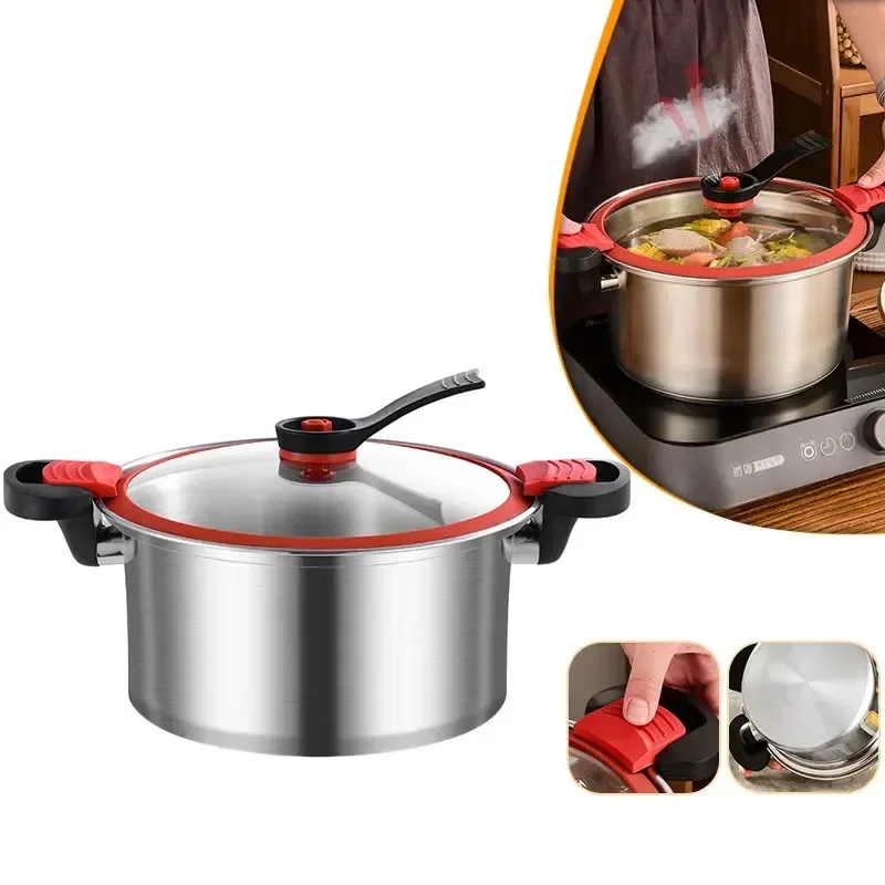 3.5L Micro Pressure Cooker Stainless Pressure Canner with Lid Household Explosion-Proof Stew Pot Quick Heating Cooking Machine