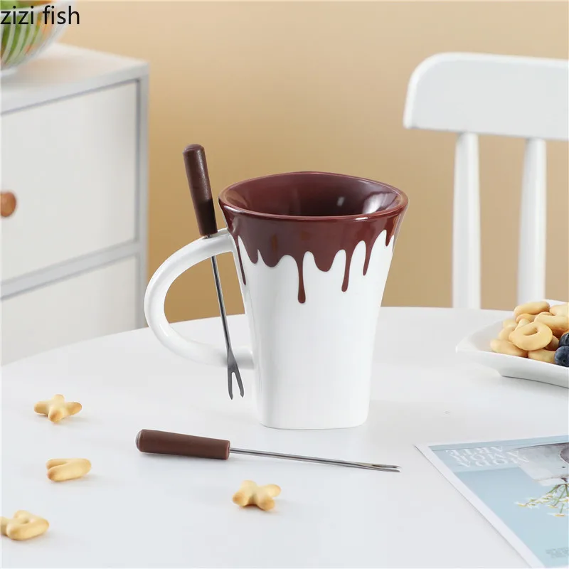 Ceramic Mugs Chocolate Cups Fondue Cup Cheese Cheese Heating Furnace Chocolate Melting Oven Coffee Cup Dessert Cups Milk Mugs