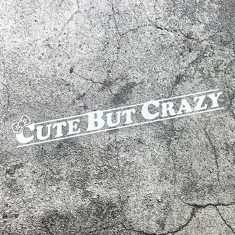 

1pc "Cute But Crazy" Durable PET Waterproof Vinyl Sticker, Weather Resistant Scratch Cover Decal for Car Motorcycle Bumper