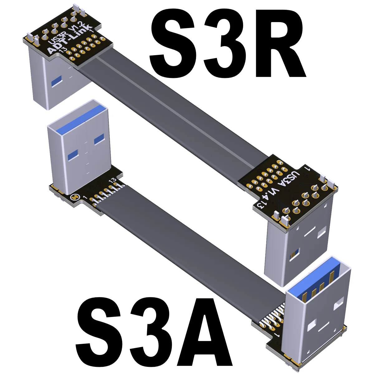 FFC Type-A USB 3.0 Extension Ribbon Cable Fold 90 FPV Slim Flat Soft Flexible FPC Charge FPV Brushless Handheld Gimbal Monitor