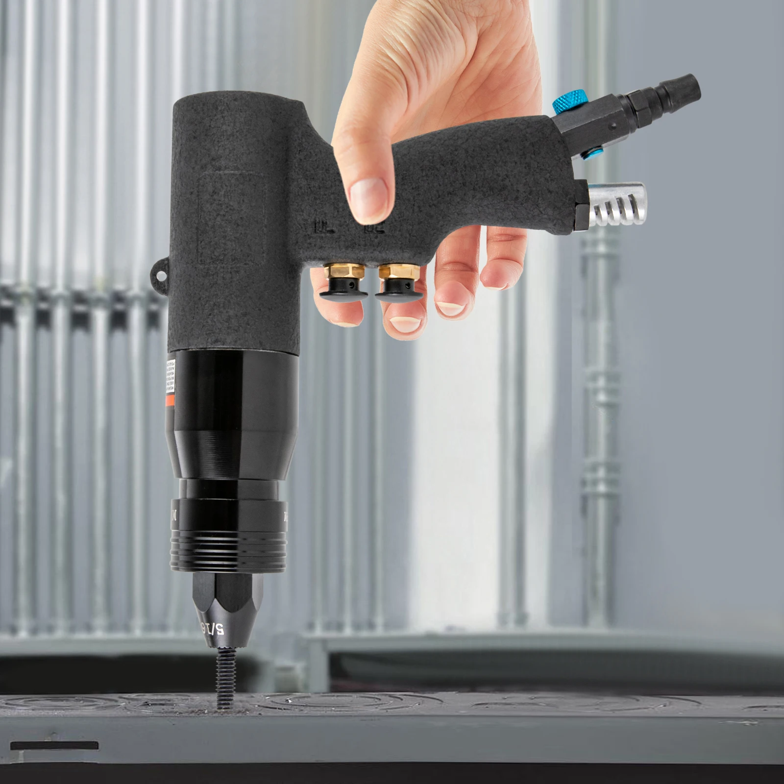 Pistole pneumatiche per dadi per rivetti Inserti per rivetti con filettatura W/10-24", 1/4", 5/16", 3/8" Teste di pistola per rivettare piastre metalliche