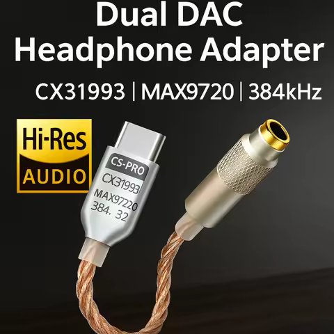 Type-C to 3.5mm DAC Headphone Adapter CX31993 MAX97220 Dual Chip Amp Cable for Android PC HiFi Audio DSD 384kHz 32bit