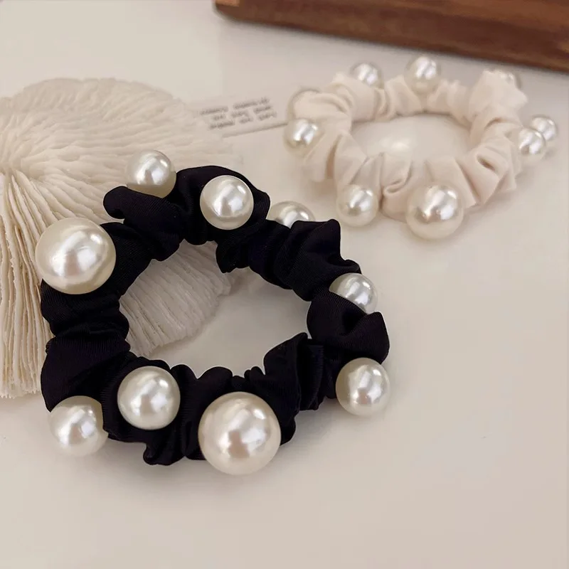 رباط شعر لؤلؤي أنيق Ins عقال بسيط الراقية الأمعاء الصغيرة ذيل حصان شريط مطاطي أغطية الرأس الفتيات النساء إكسسوارات الشعر