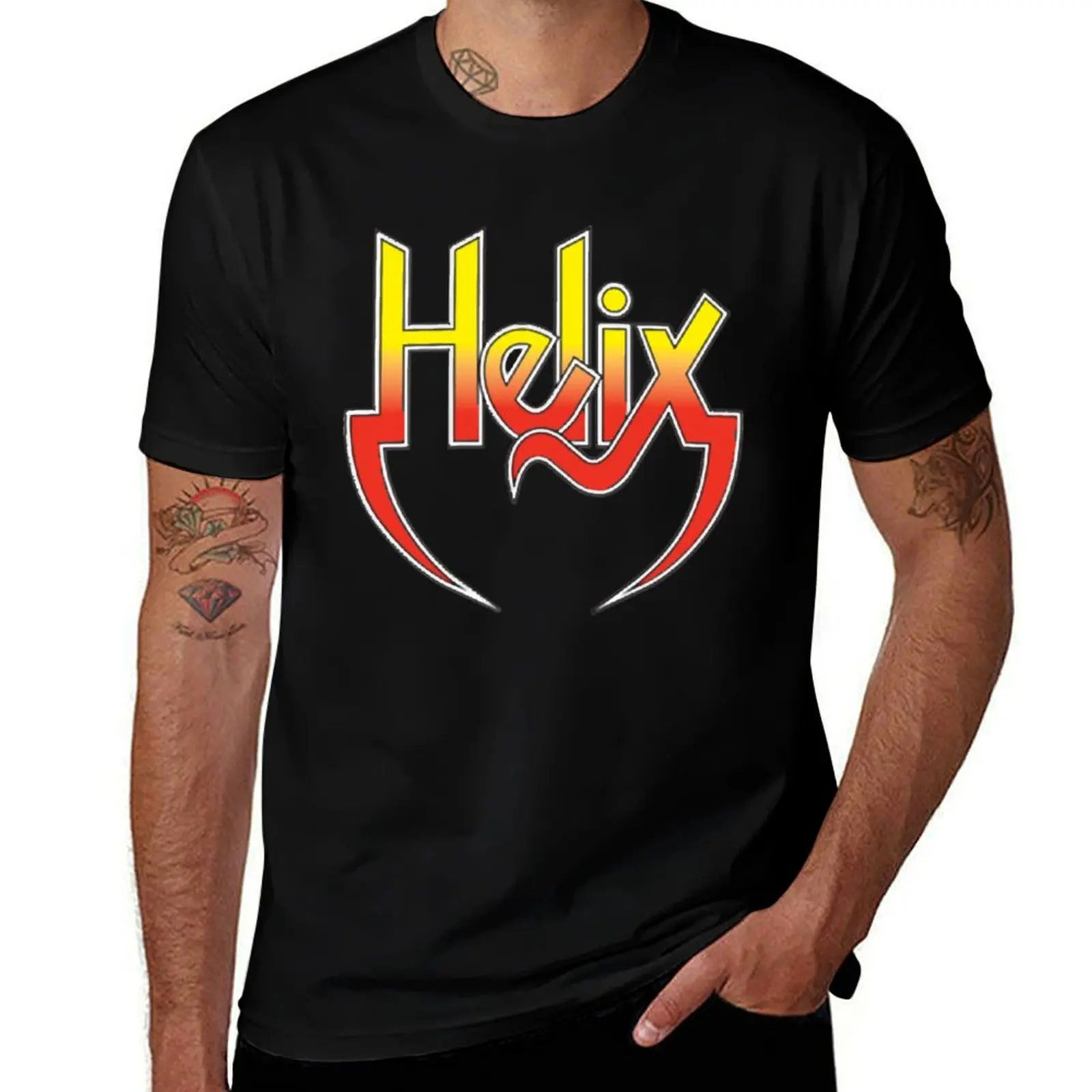 

Helix Band Logo T-Shirt vintage clothes blanks tees men graphic t shirts