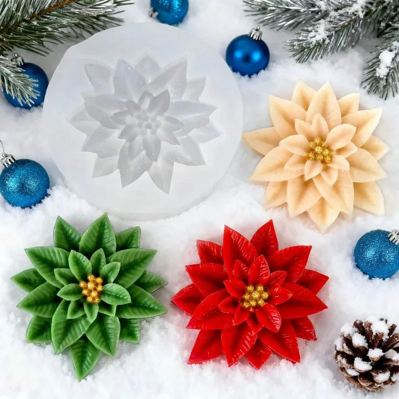 Molde de silicona DIY para hojas y bayas de ajenjo navideño, para velas aromáticas, resina, yeso y decoración, molde de Ilex chinensis