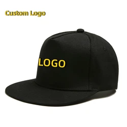 Custom 5-piece Hip hop Flat Brim Hat Printed Logo Baseball Cap for Men Women Snapback Hats Female Travel Hat Wholesale Gorros