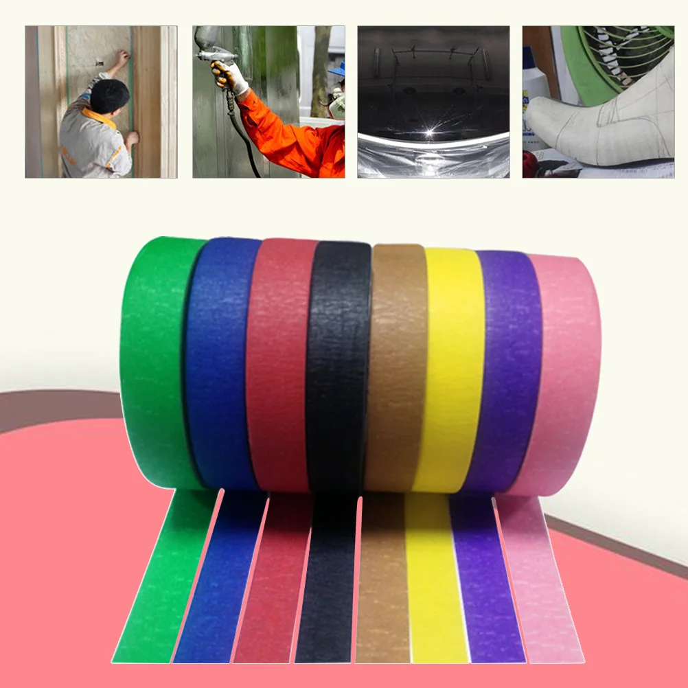 

6pcs Colorful Washi Tape Long Size No Residue Adhesive For Wall Floor Stage Decor Indoor Outdoor Use Textured Paper Tape Sticky