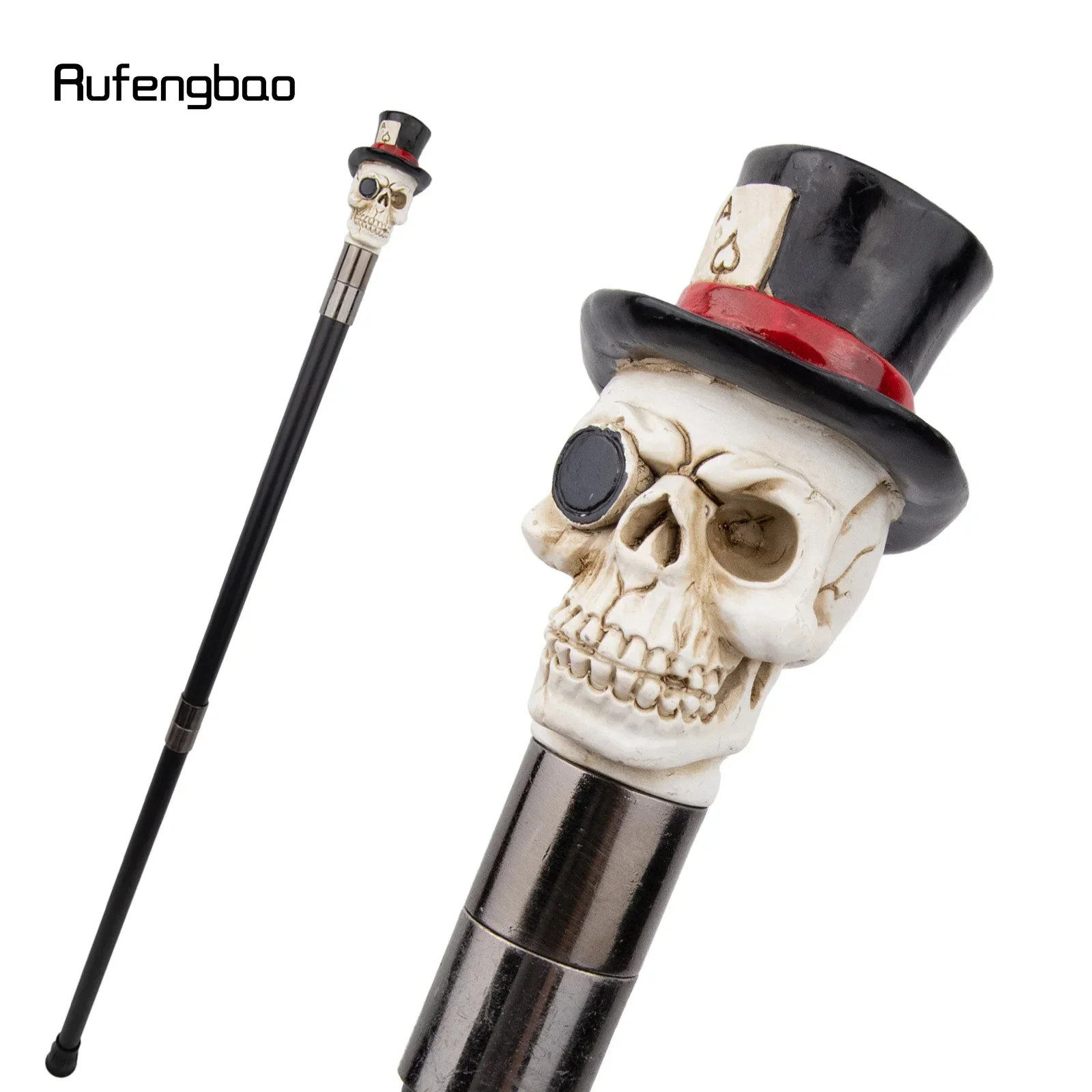 

White Resin Skull Head Walking Cane Fashion Decorative Steel Stick Gentleman Cane Knob Crosier 94cm Performance Stage Cane
