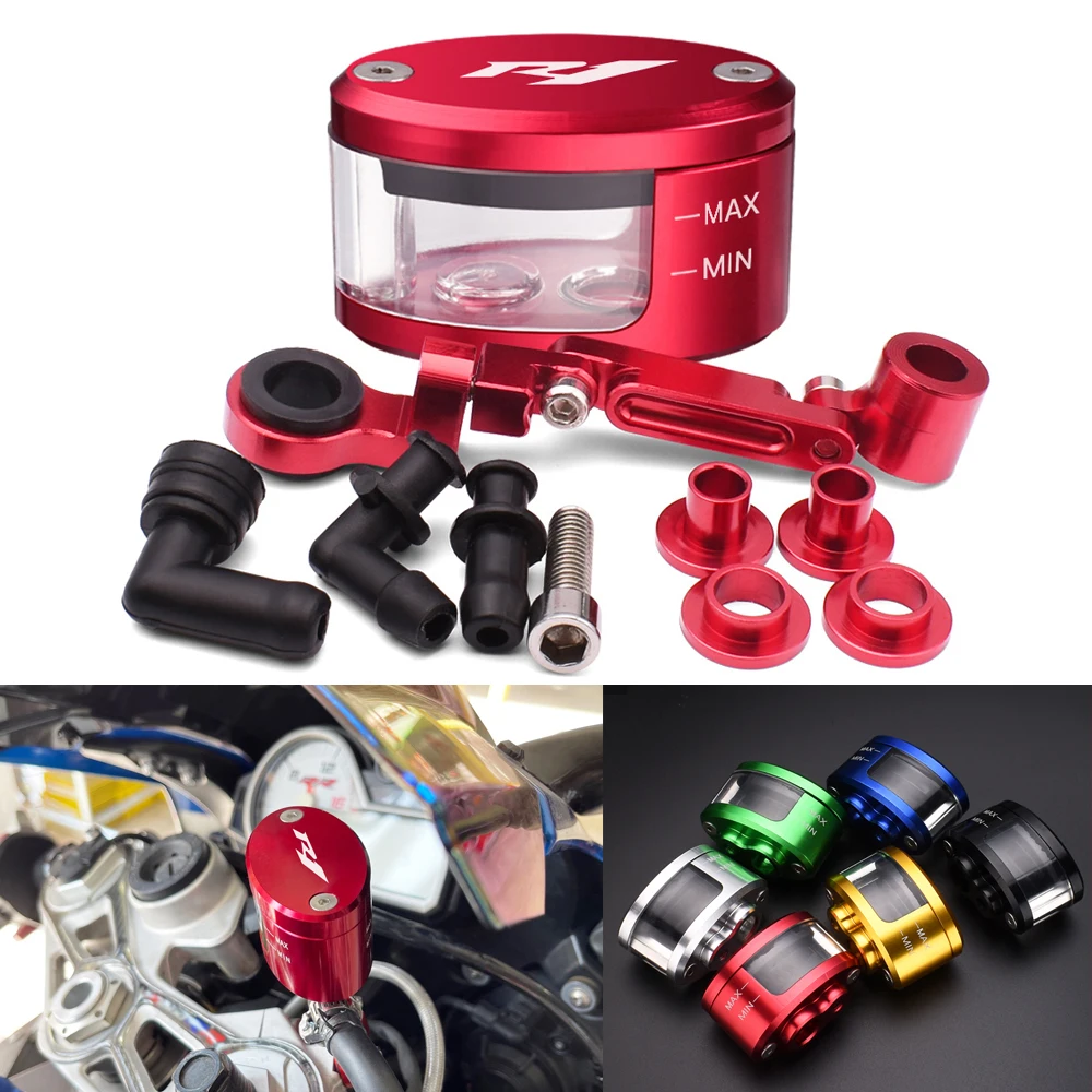 Motorcycle Brake Fluid Oil Reservoir Clutch Tank Cylinder  Cup+support bracket  For Yamaha YZF R1 YZF-R1 YZFR1 yzfr1 R1s