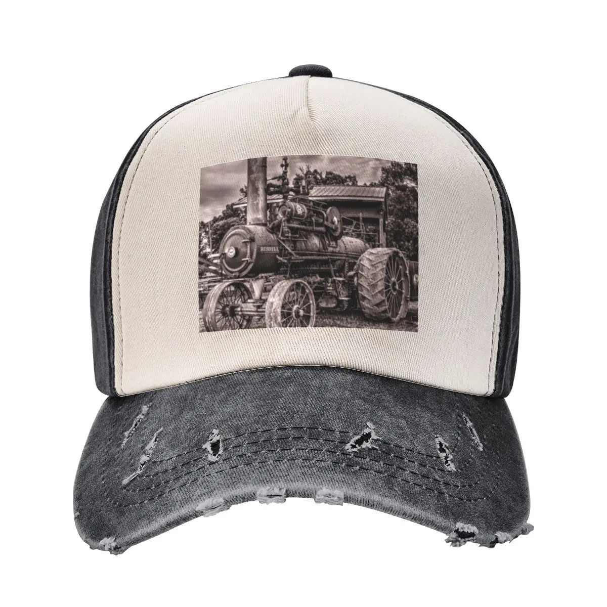 Russell Steam Traction Engine at the Shed Toned Baseball Cap Snap Back Hat Sunscreen For Man Women's