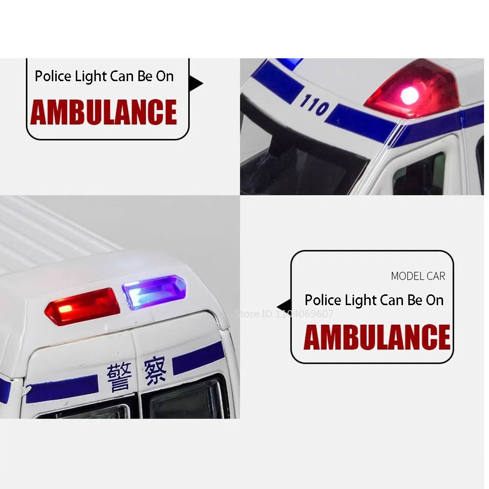 1:36 スケール市救急車モデルおもちゃの車合金ダイキャスト SWAT 車プルバックサウンドライトドアオープン警察車両男の子のためのギフト