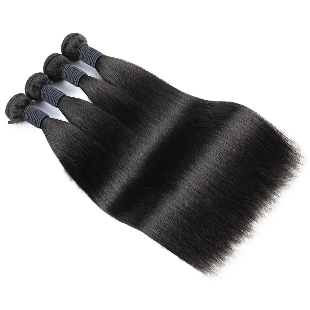 Extensiones de pelo ondulado brasileño, extensiones de cabello humano liso, 1, 3, 4 piezas, extensiones de cabello virgen de Color Natural, paquete recto de cabello humano