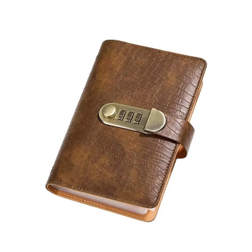 PU Leather Money Savings Challenge Binder Solid Color Clear View Budget Bill Organizer with Password Lock Double-sided Card Slot