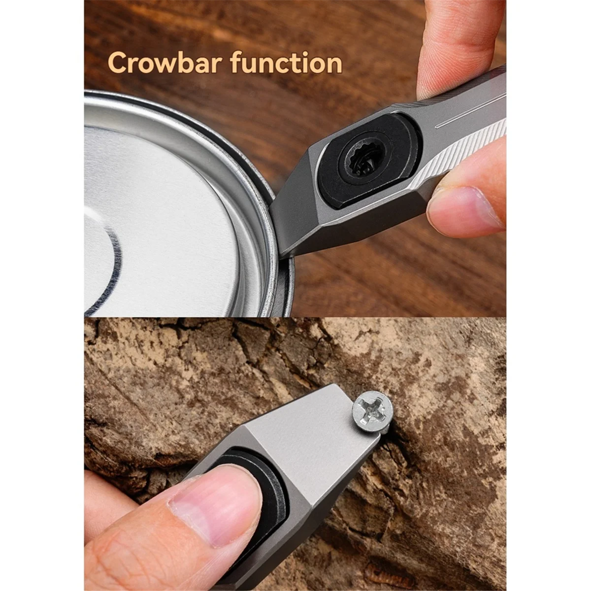 A002 Titanium Alloy Pry Bar Multifunctional Crowbar Outdoor Portable Bottle Opener with Hidden Screwdriver Adjustable Wrench
