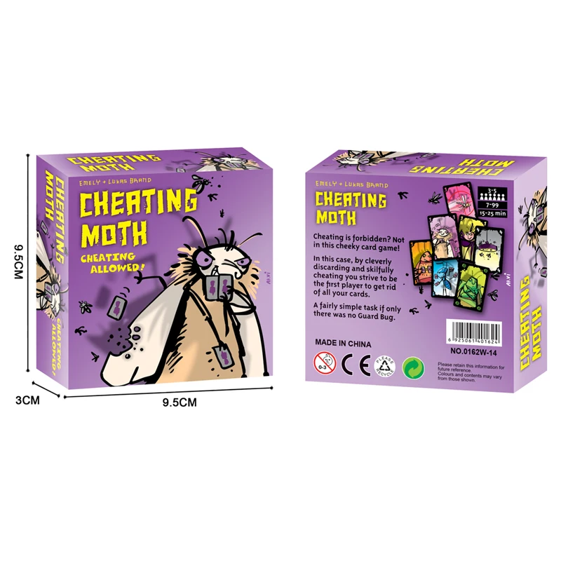 Cheating Moth Card Game Family Bluffing Strategy with Poker Elements for Ages 8 and Up