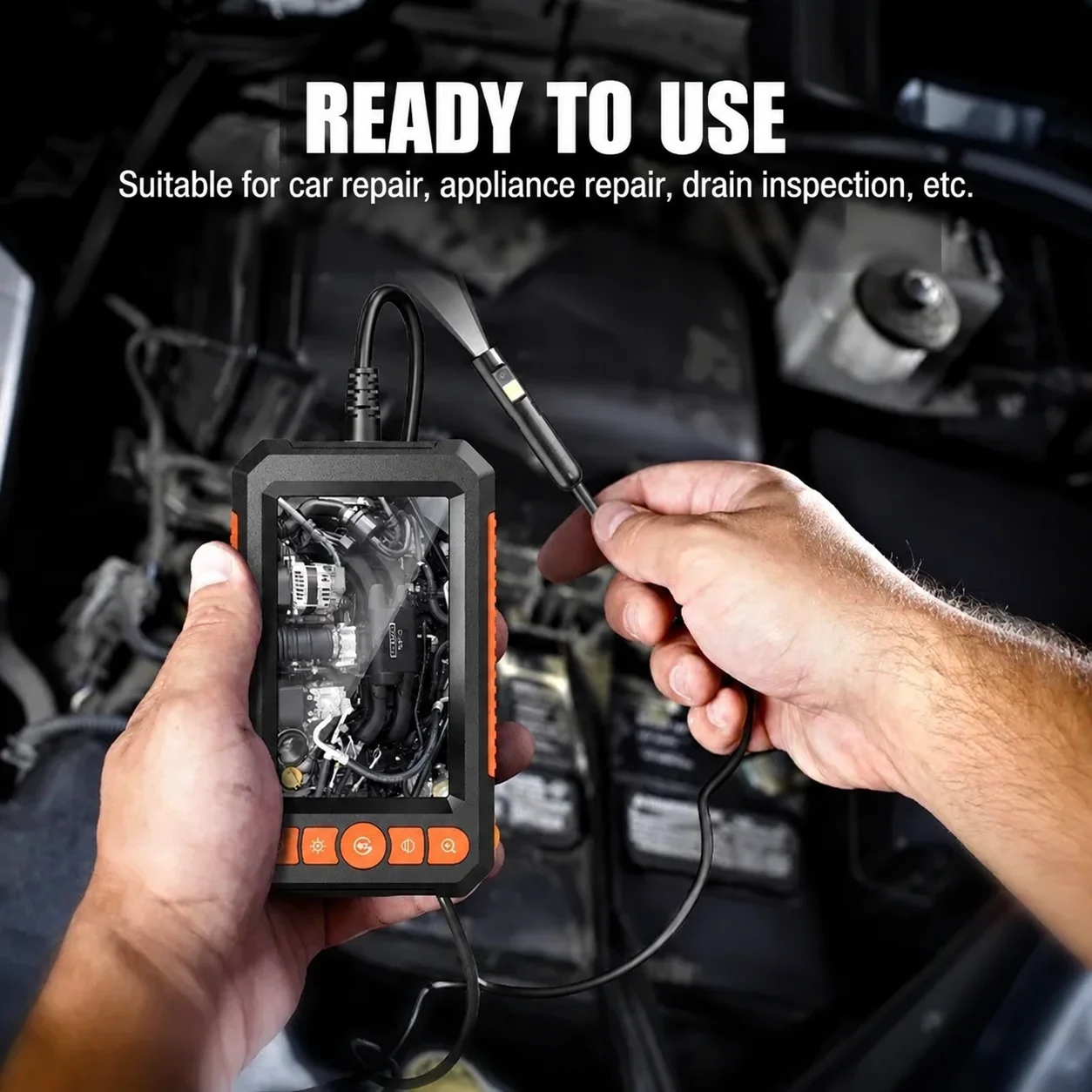 4.3 Inch Dual Camera Endoscope Inspection Camera Industrial Borescope for Car Engine Pipe Sewer Plumbing with Display Screen