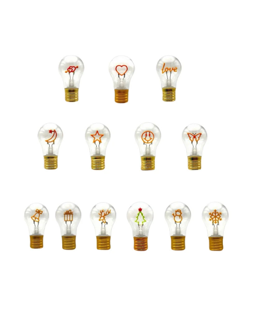 Edison-Lámpara decorativa de tungsteno Vintage, Bombilla recargable tipo C, arte de plástico de dibujos animados, regalo de Navidad, 5V, A70