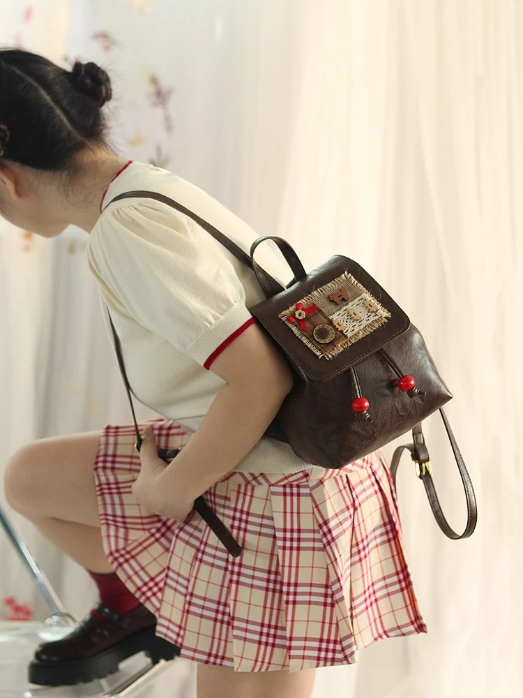 Retro Brown Backpack Lightweight Versatile Women's Travel Bag Comfortable Shoulder Straps Soft Material Daily Use Backpack