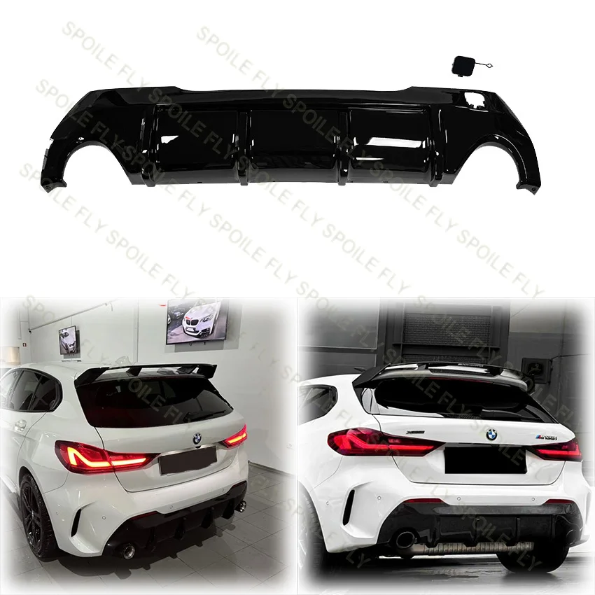 2019 2020 2021 To Up For BMW1 Series F40 118i M Sport M135i Rear Bumper Diffuser Spoiler Lip ABS Gloss Black Carbon Look Boy Kit