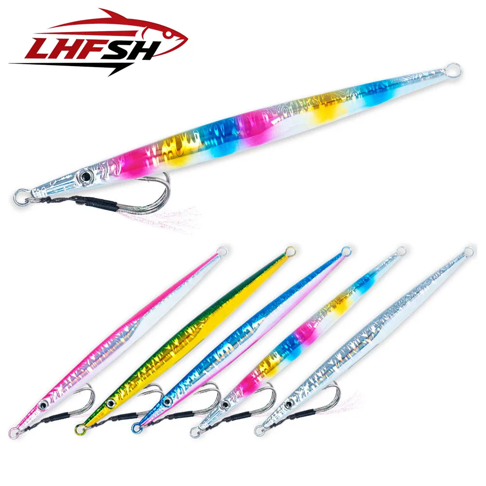 LHFSH Langer Metall-Jig-Angelköder 40g-150g Schnell sinkender Bleifisch-Hardbait für Salzwasser-Bootsangeln Thunfisch Hairtail Pesca Tackle