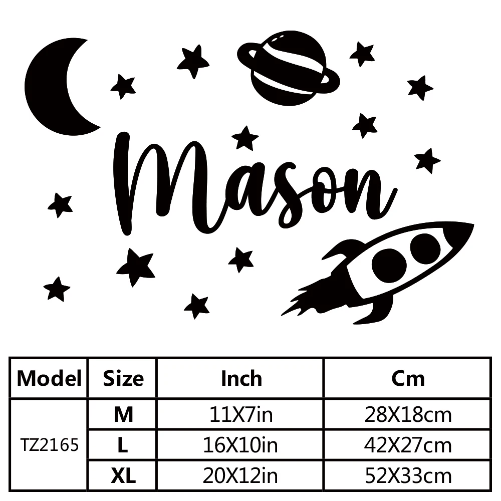 1pc Hot Personalize Custom Name Rocket Wall Art Decal Wall Stickers Pvc Material For Living Room Wall Art MURAL
