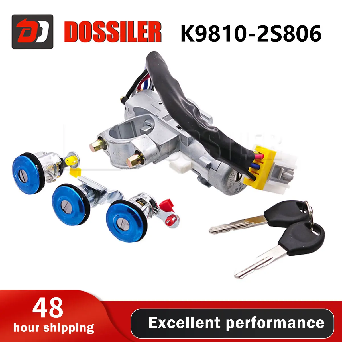 K9810-2S806 Dossiler Ignition Switch Lock For Nissan Navara D22 1997-2006  Car Ignition Switch Door Lock Left Right Set +2 Keys