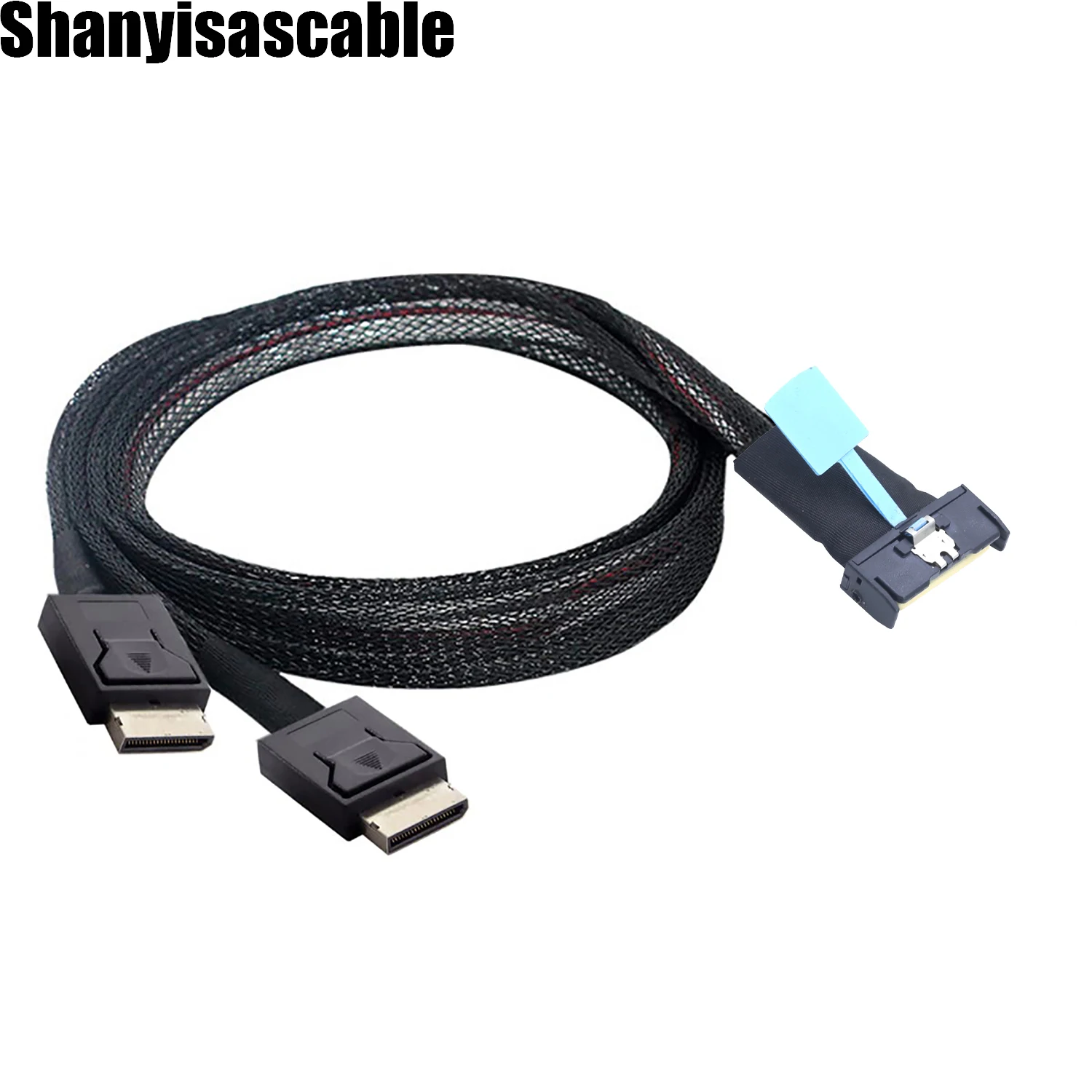 1.0M PCIe PCI-Express SFF-8654 MCIO 8i Lane to Dual SFF-8611 Oculink 4X 4I SSD Data Active Cable