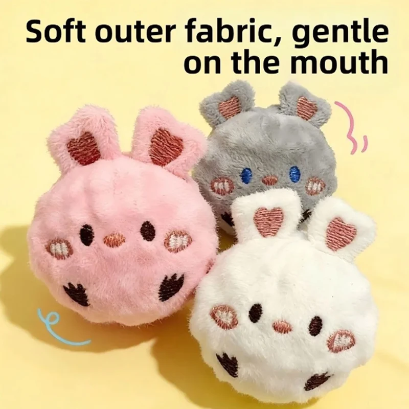Cute Plush Cat Dog Toy Ball Grinding Teeth For Sound Bite Re
