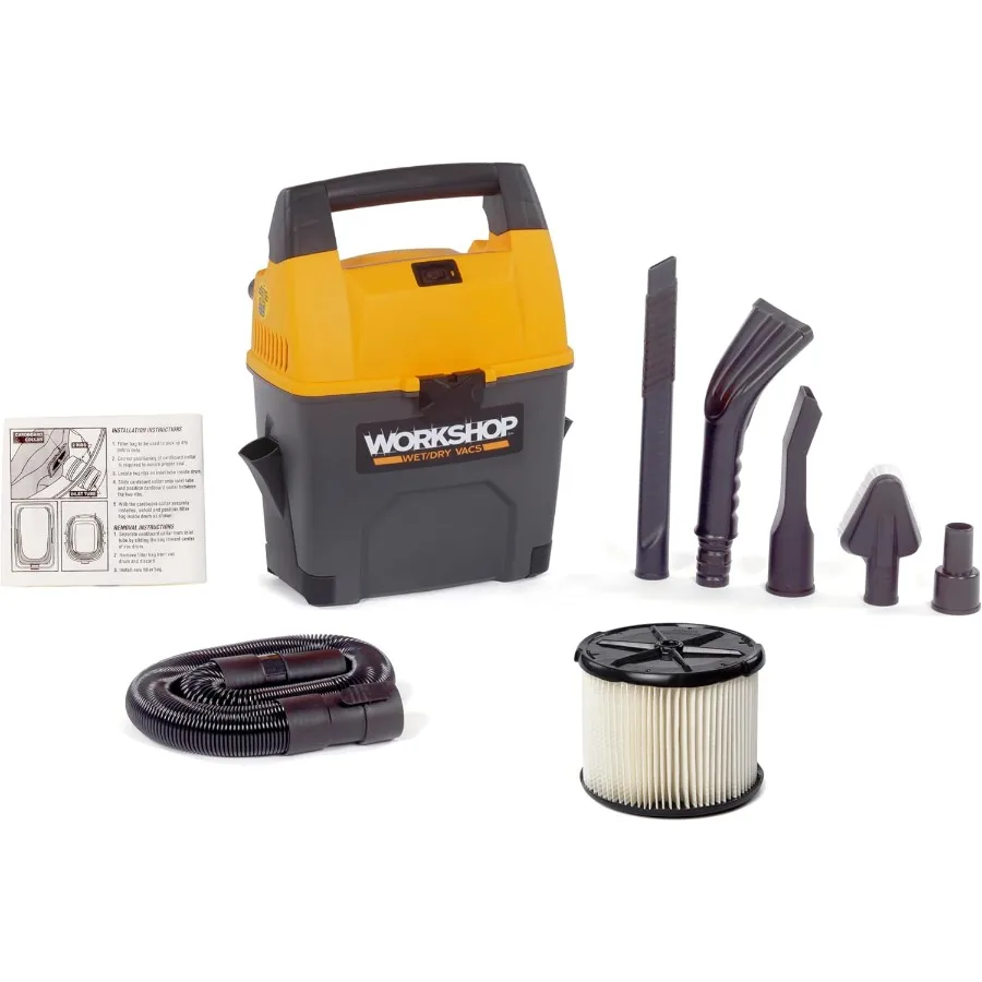

Wet/Dry Vacs Shop Vacuum WS0301VA 3-Gallon 3.5 Peak HP Portable Wet Dry Vacuum Cleaner with Built-in Dust Pan Filter D