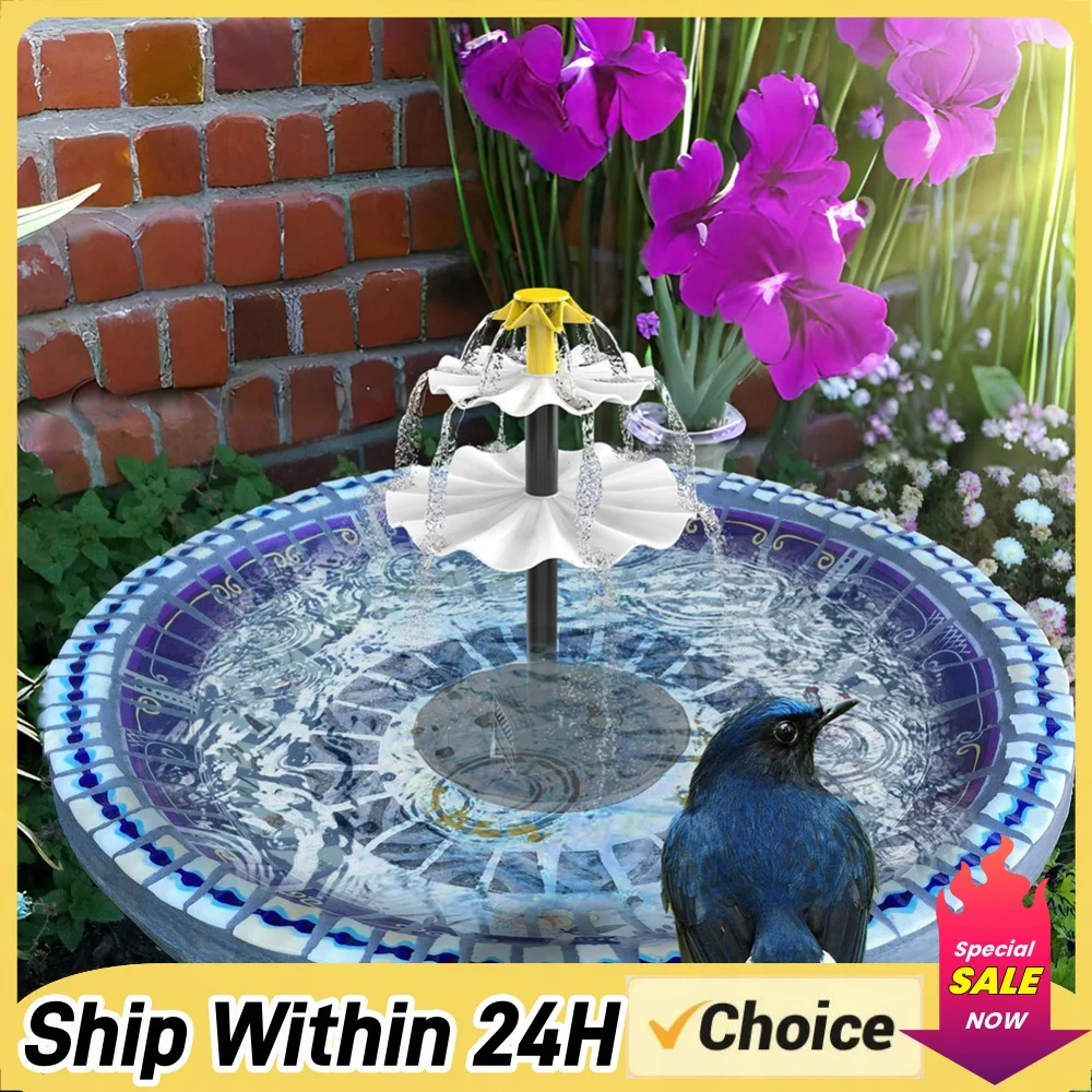 3 Tiered Water Fountain with 4W Solar Panel Solar Bird Bath Fountain Water Fountain and Birdbath for Yard Patio Deck Decoration