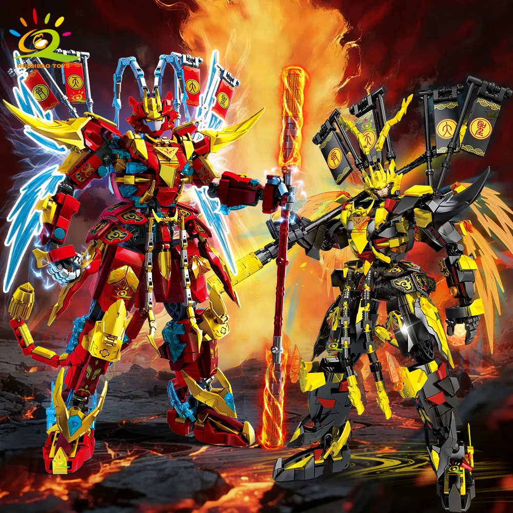 HUIQIBAO Myth Wukong Mech Model Building Blocks DIY Man Armor Robot Set Decorative Ornaments Bricks Toys for Adult Gift