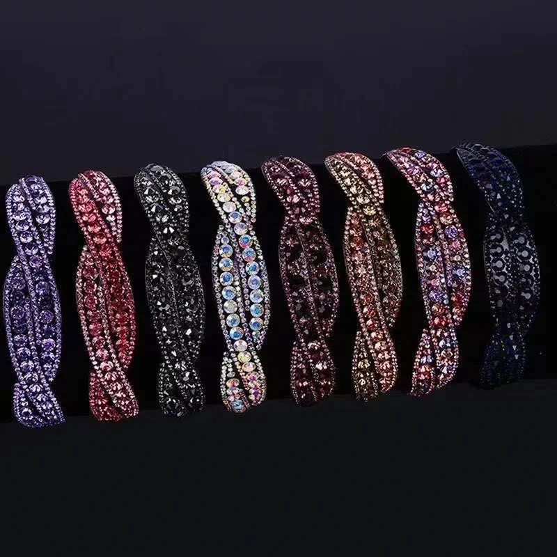 8 Colors Non-slip Winding Rhinestone Headband Hairbands For Women Crystal Hairband Hair Band Hair Accessories For Girl