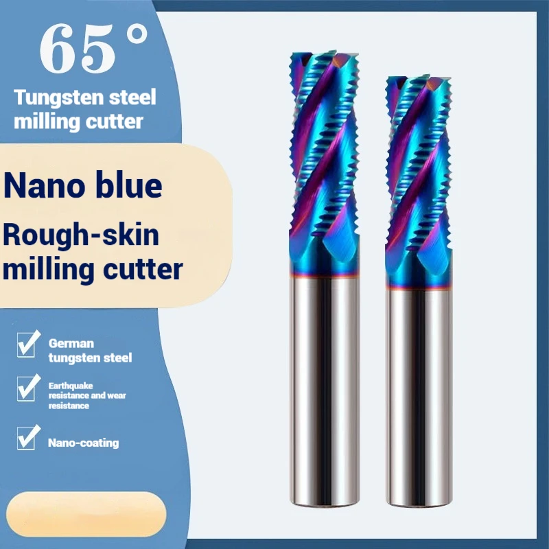 

HRC65 4-Flute Blue Nano Coating End Mill Tungsten Steel Carbide Roughing Milling Cutter For CNC Machining Endmills Tools