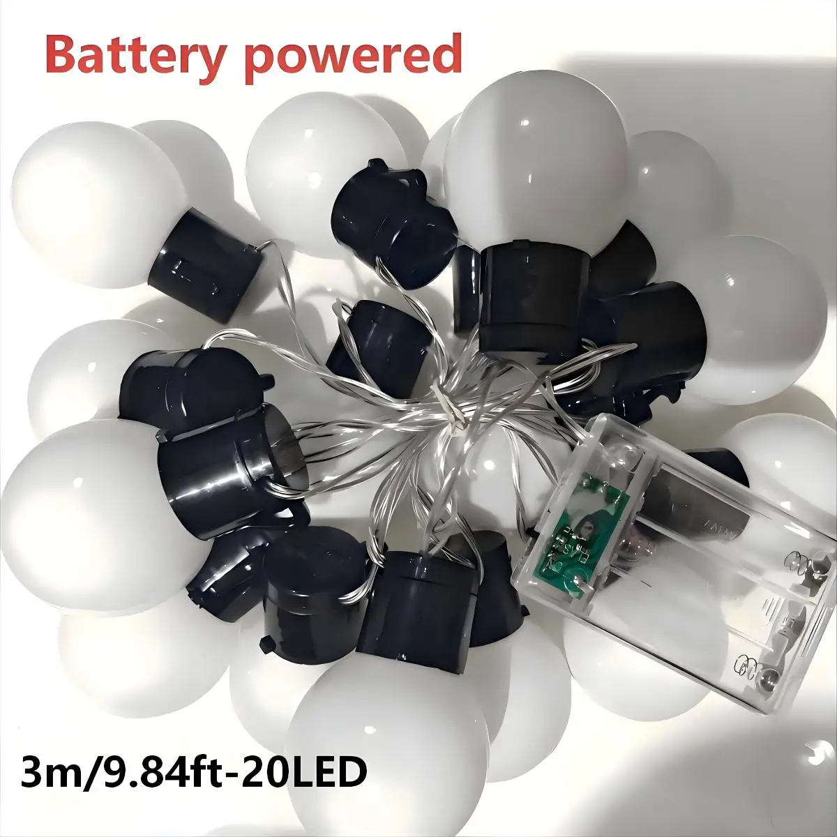 Dekorasi Natal-Lampu String LED (Dioperasikan dengan Baterai) Lampu String Peri LED Bohlam Globe G50 Lampu Luar Ruangan Jalan Pernikahan Taman Halaman Lampu Dekoratif Natal