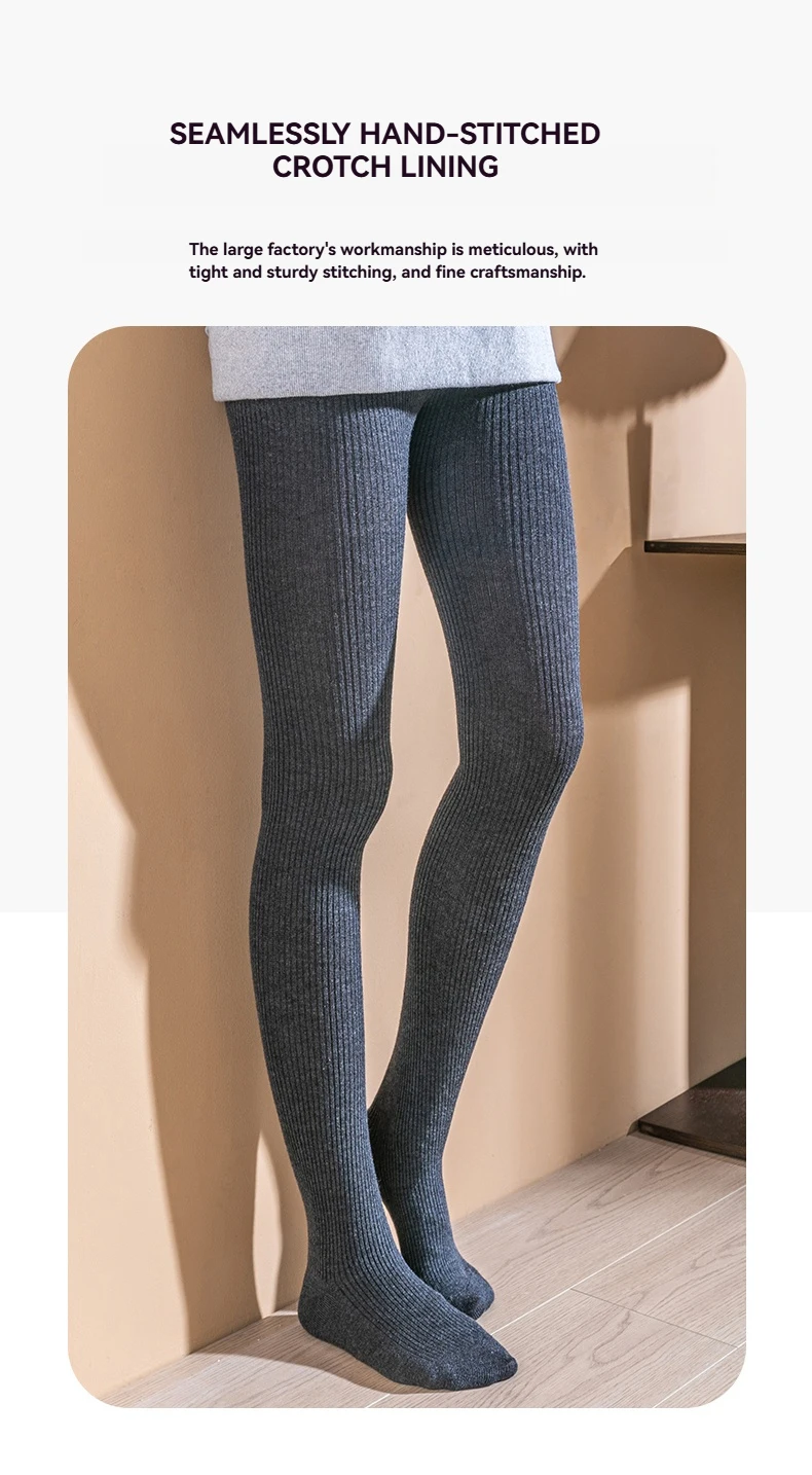 Dehnbare Wolle-Kaschmir-Strumpfhose Gerippte Strümpfe Blickdicht Damen 68s Kammgarn-Mischung Feines Garn Strumpfhose Winter Weiche Thermische Strickstrumpfhose – Detail 7