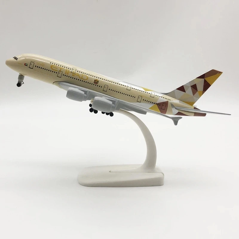 New Airbus A380 Metal airplane model 20cm 1:40 Etihad A380 Metal Replica Alloy Material Aviation Simulation Children Boys Gift