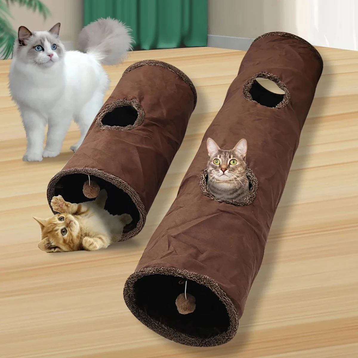 Túnel largo de gamuza para gatos, 129cm, plegable, sin manchas, resistente a la suciedad, juguetes para gatos, Tente Chat, productos para mascotas
