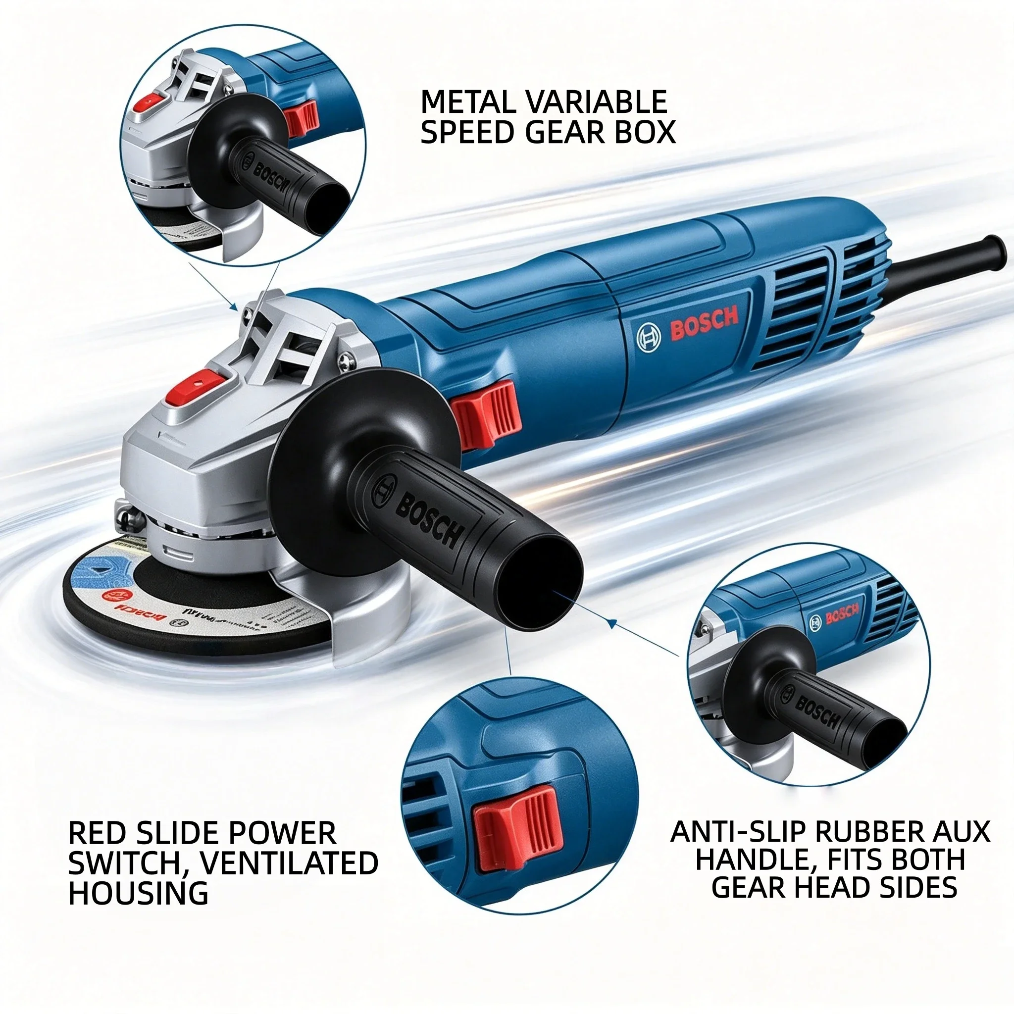 

BOSCH GWS 800 Angle Grinder | 800W 12000RPM | 100mm Disc | for Metal/Stone Cutting & Grinding
