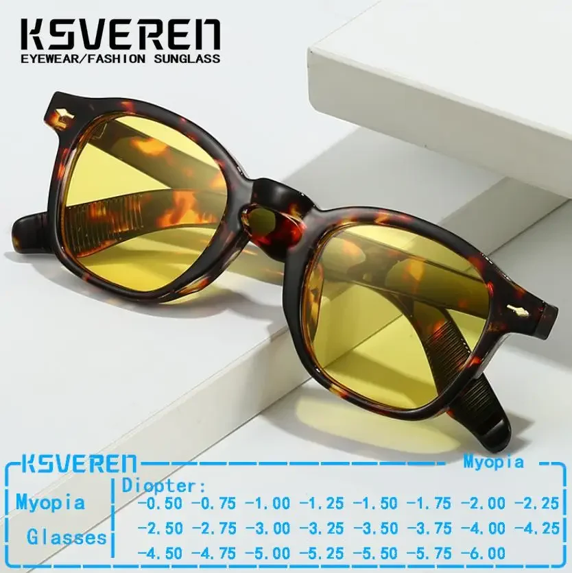 

Designer Rivet Oval Tinted Myopia Sunglasses Men Finished Nearsighted Eyewear Women Outdoor Shade Driving Sun Glasses -0.5 -1.5