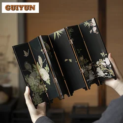Tea Space Tea Table Double-sided Small Screen Ornaments Chinese Tea Table Lacquerware Wooden Ornaments Tea Ceremony Accessories