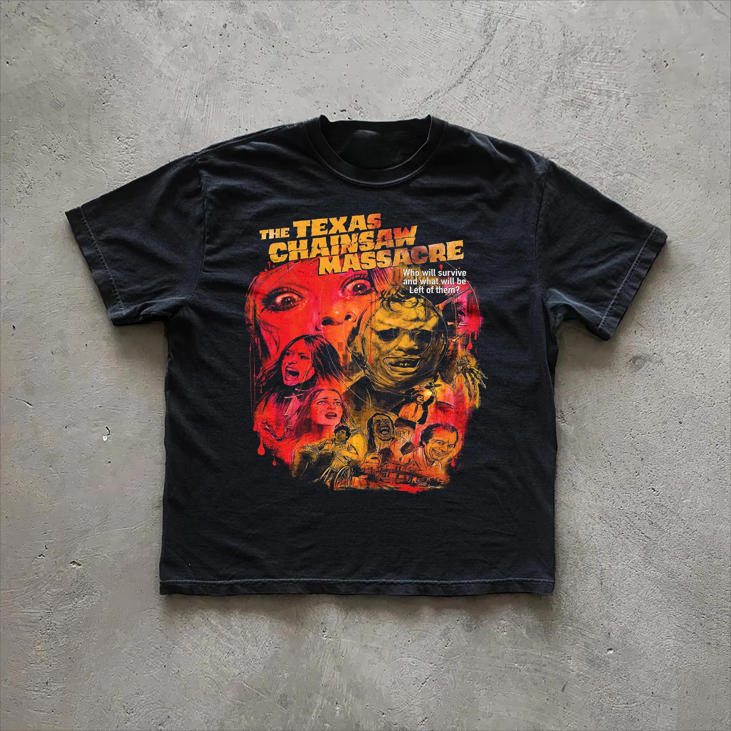 

Classic Horror Movie Surrounding T-shirt High Quality Cotton Short Sleeve Men and Women Can Be Thriller Harajuku Dark Retro