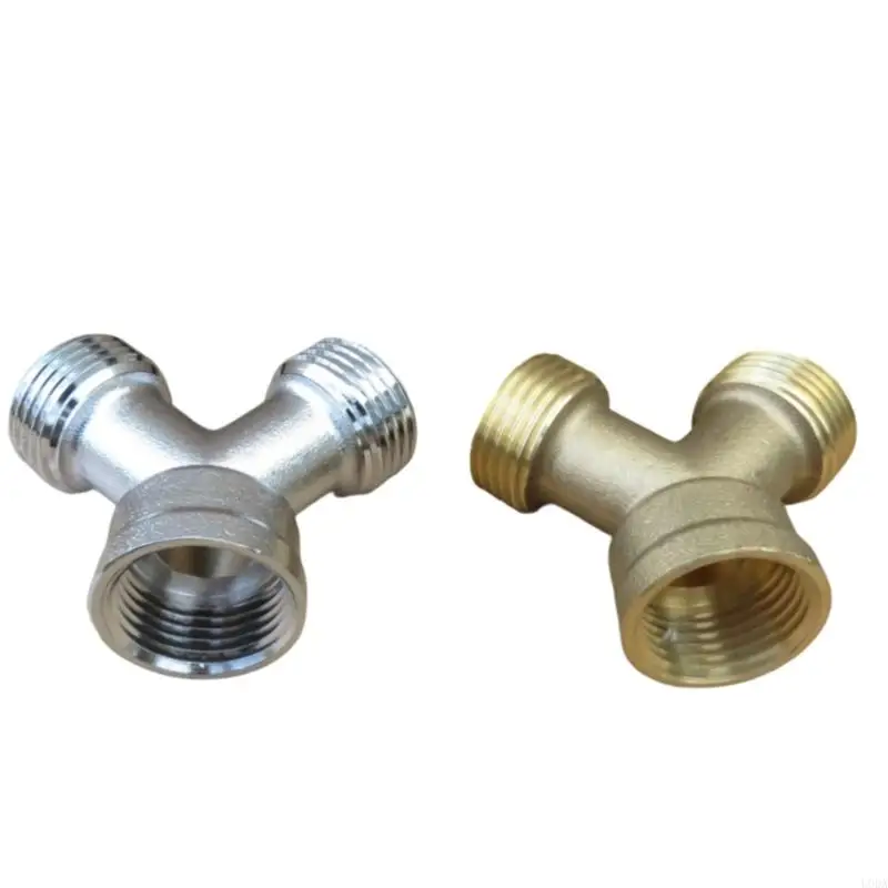  3 Way Garden Hose Adapter Brass Splitter Fitting Ensures Leakproof Connection