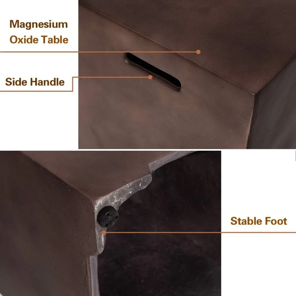 Mesa para fogones de propano de 3 piezas con cubierta de tanque, quemador de 50000 BTU con protector contra el viento de vidrio, roca de Lava gratuita, sin humo, mesa para fogones